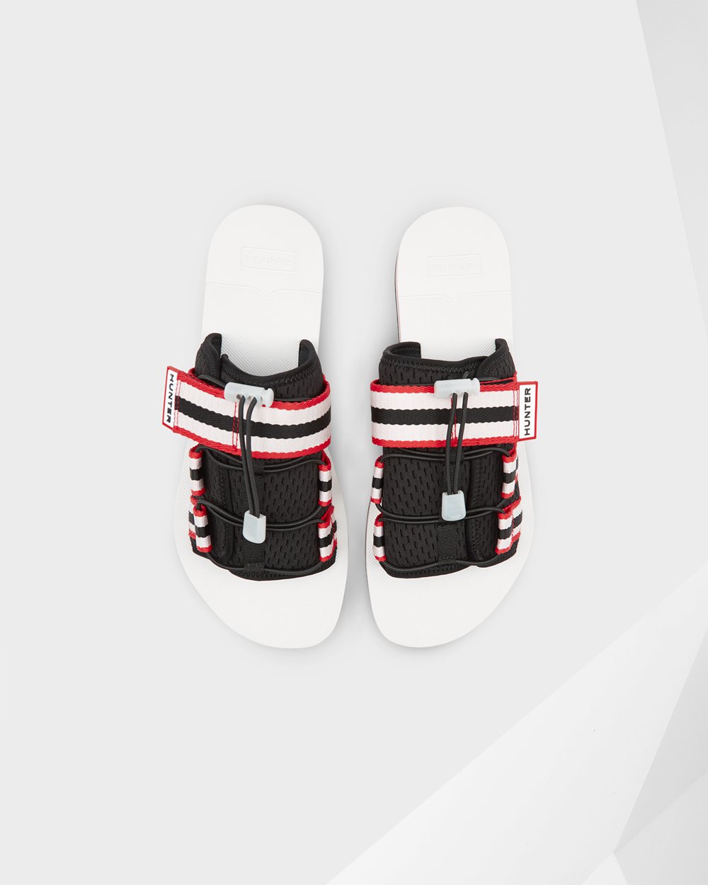 Hunter Original Beach Slides - Online Mens Black/White/Red - XYFPIO382